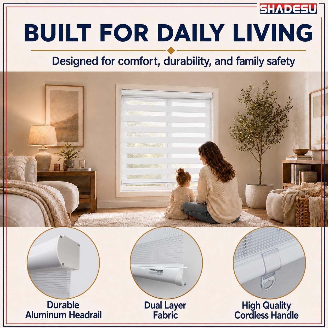 AUCT 18991 - $52 ShadesU Cordless Zebra Blinds Roller Shades, White, 25.5" W x 72" H - Image 2