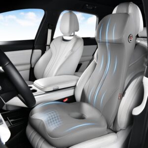 AUCT 18595 - $104 Coverado Memory Foam Car Seat Cushion and Lumbar Support Headrest Pillow, 2-in-1 Inte