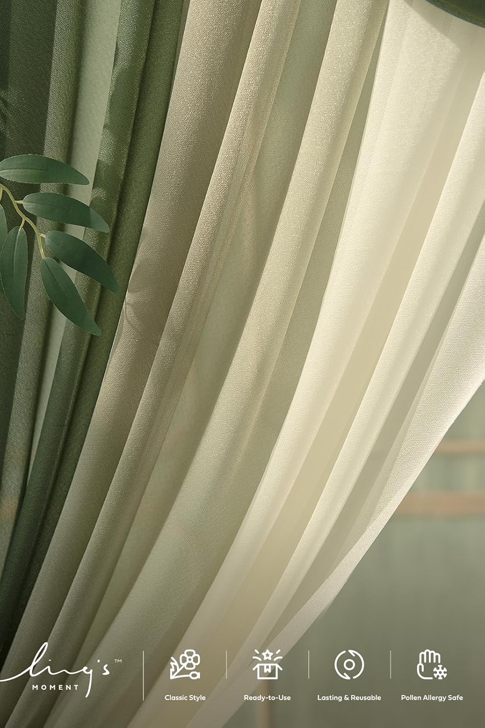 AUCT 18552 - $220 Ling's moment Wedding Arch Flowers, Arbor Decor, 5-Piece Set | Sheer Drapes Kit, Arti - Image 4