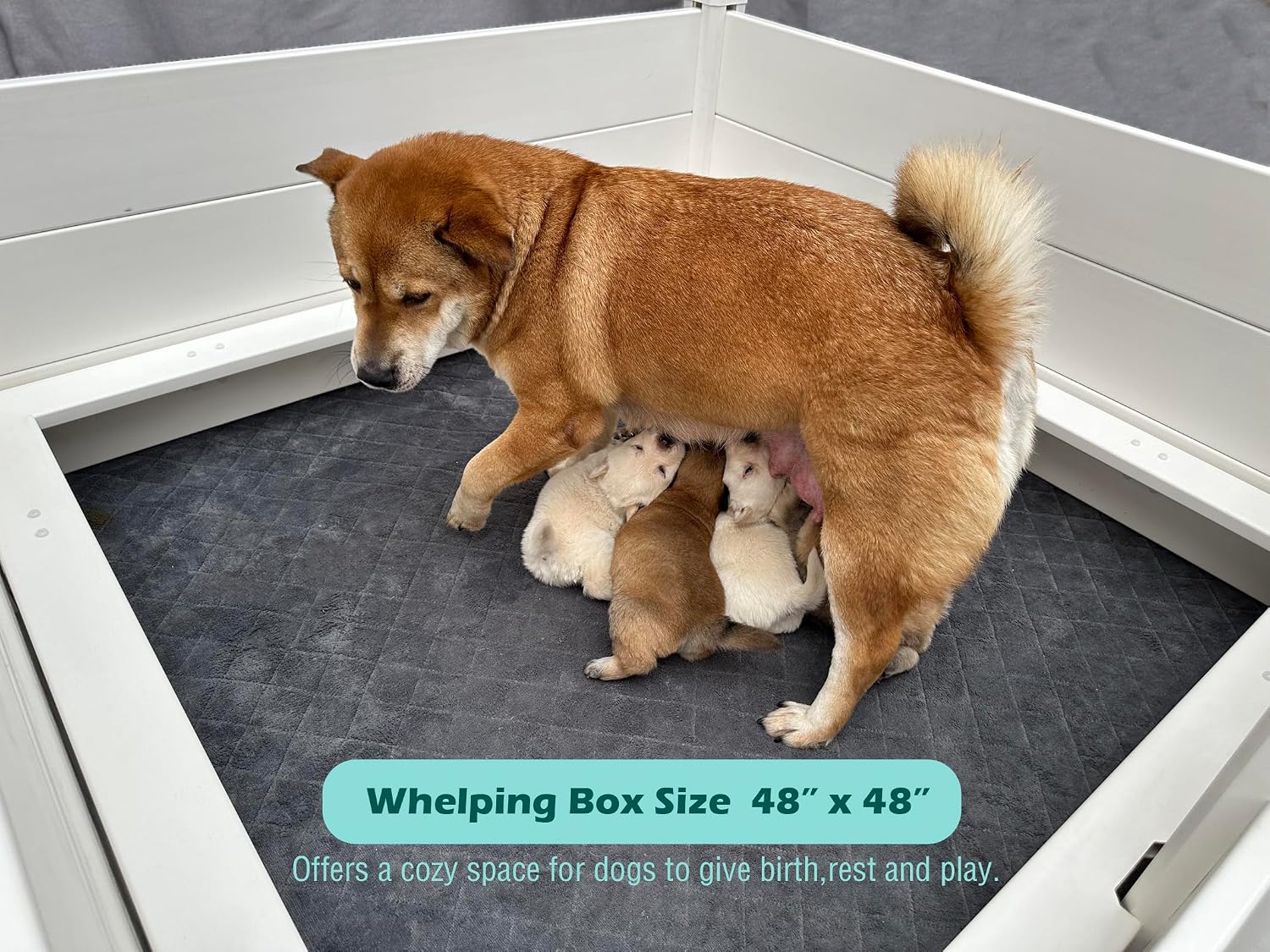 AUCT 18539 - $260 Whelping Box for Dogs,48*48*18in,with Pig Rails & Puppy Washable Pee Pad | Whelping P - Image 2