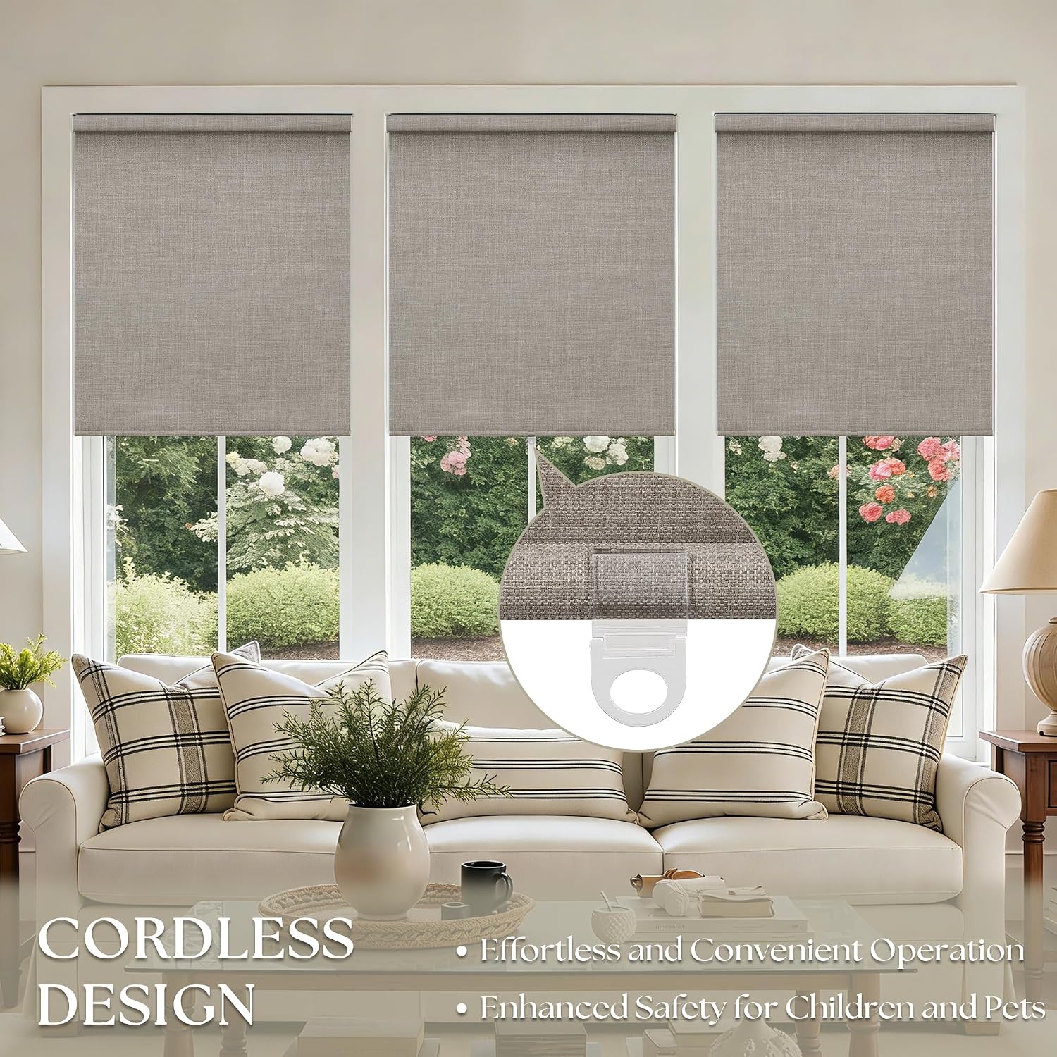 AUCT 18550 - $52 Blackout Roller Shades Cordless Blinds for Windows Free-Stop Thermal Insulated 100% Bl - Image 2