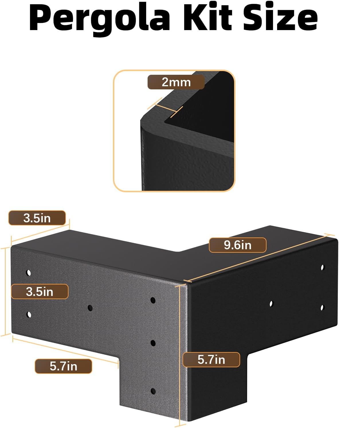 AUCT 18712 - $52 Pergola Brackets, Heavy Duty 3-Way Pergola Kit for 4"x 4" (Actual 3.5" X 3.5") Lumber, - Image 2