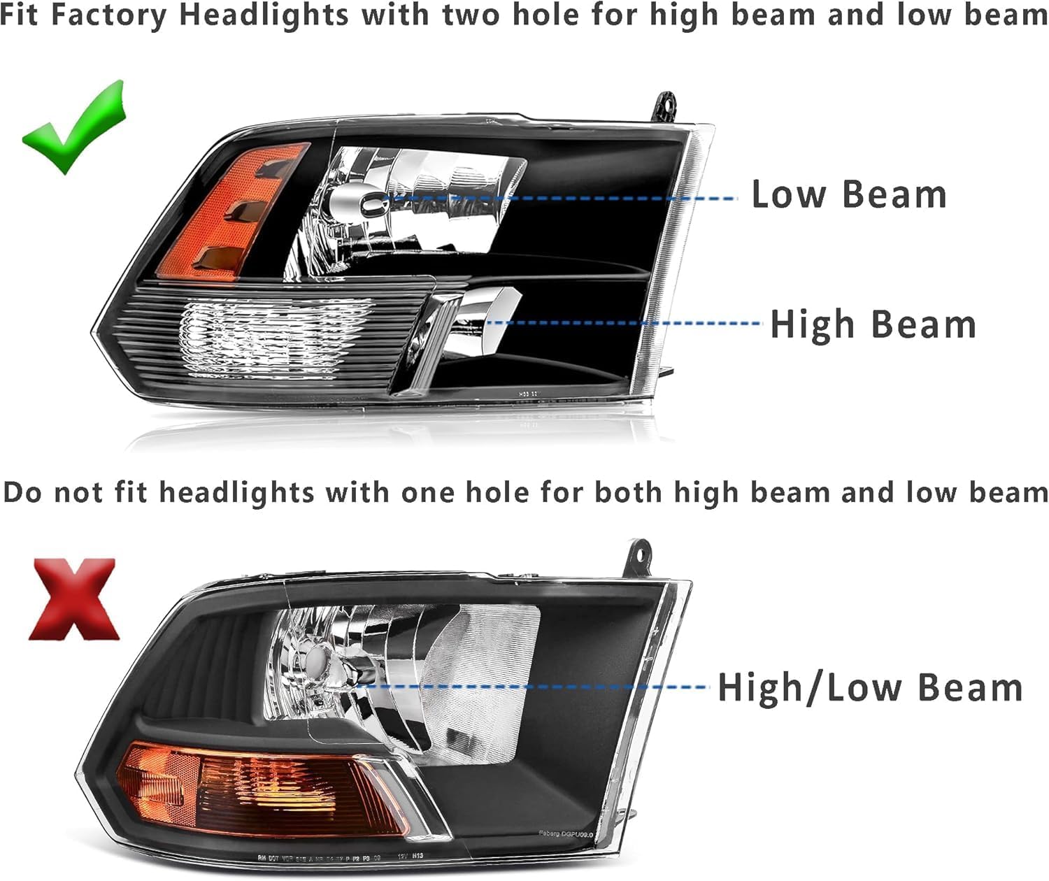 AUCT 18536 - $110 APSVE Headlight Assembly Pair compatible with 2009-2018 Dodge Ram 1500 | 2010-2018 Ra - Image 4