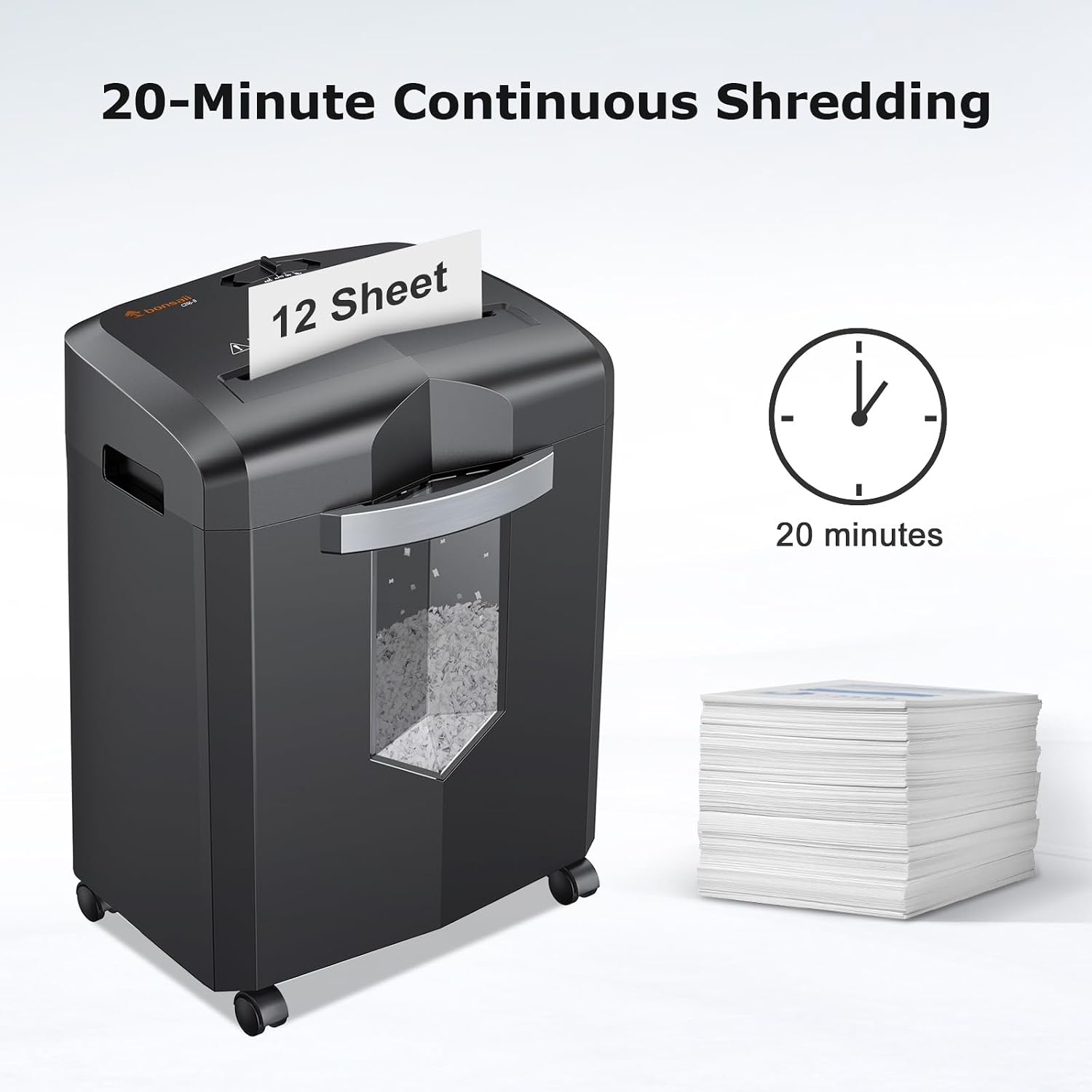 AUCT 18469 - $100 Bonsaii 12-Sheet Micro Cut Heavy Duty Paper Shredder for Home Office | Jam-Proof Syst - Image 2