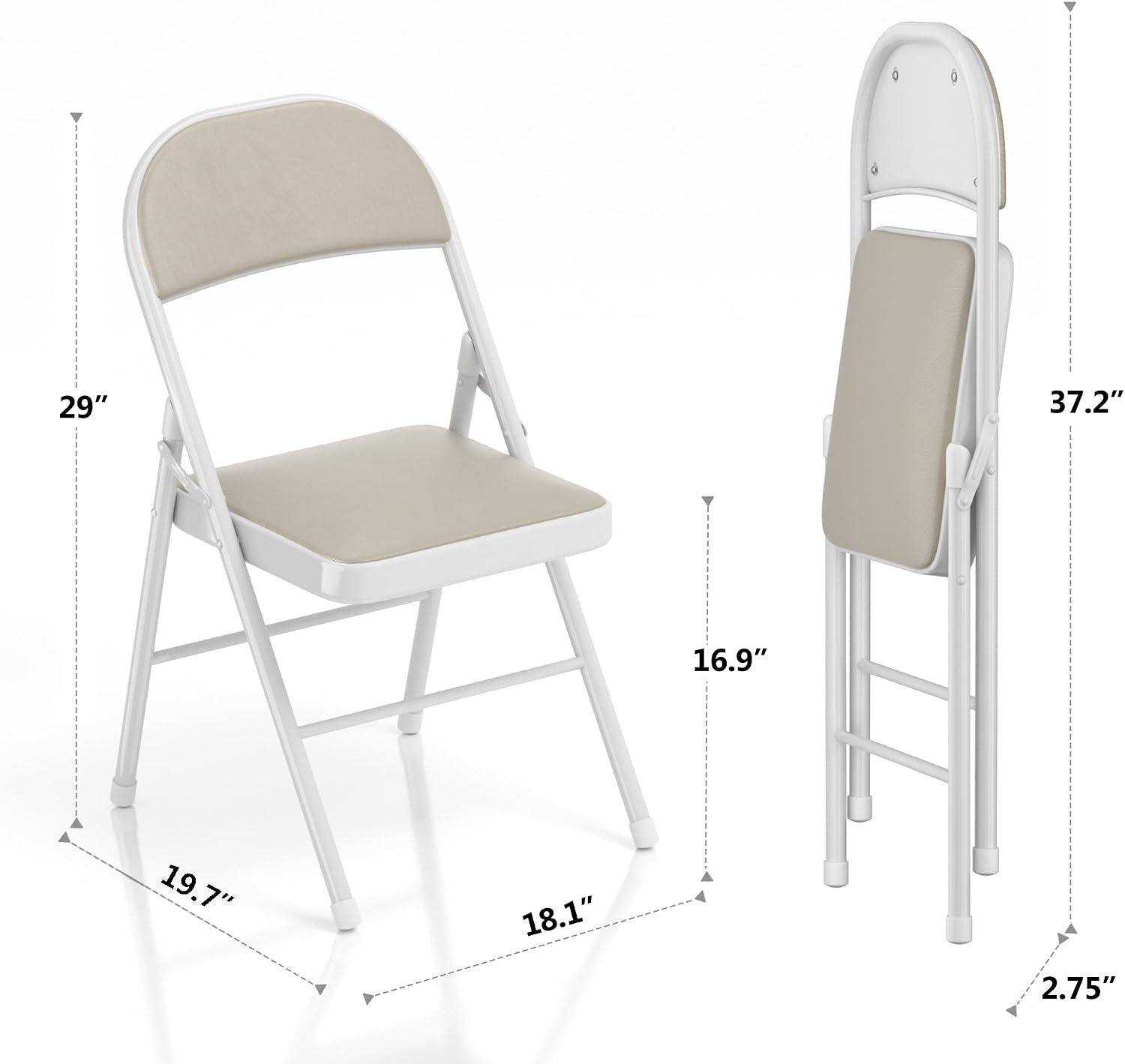 AUCT 18460 - $62 VECELO 4-Pack Folding Chairs Portable Metal with Ultra Soft PU Padded Cushion Seats fo - Image 3