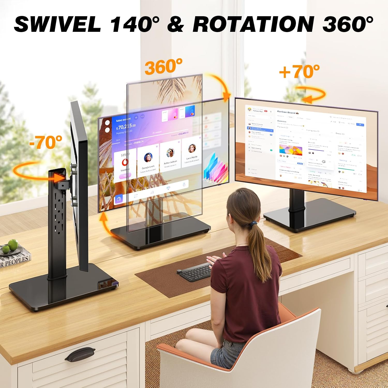 AUCT 18522 - TAVR Furniture Single Monitor Stand VESA Mount for 13-32 Inch Screens | Free-Standing Moni - Image 2