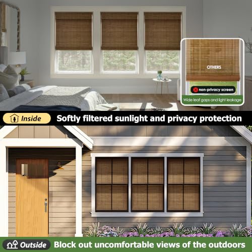AUCT 18794 - $56 LazBlinds Cordless Bamboo Roman Shades, 33.5x64, Highfield Teak - Image 4