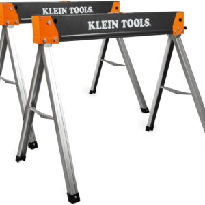 AUCT 18981 - $85 Klein Tools 66187 Folding Saw Horse, Heavy Duty Legs, Metal Saw Horse for Woodworking,