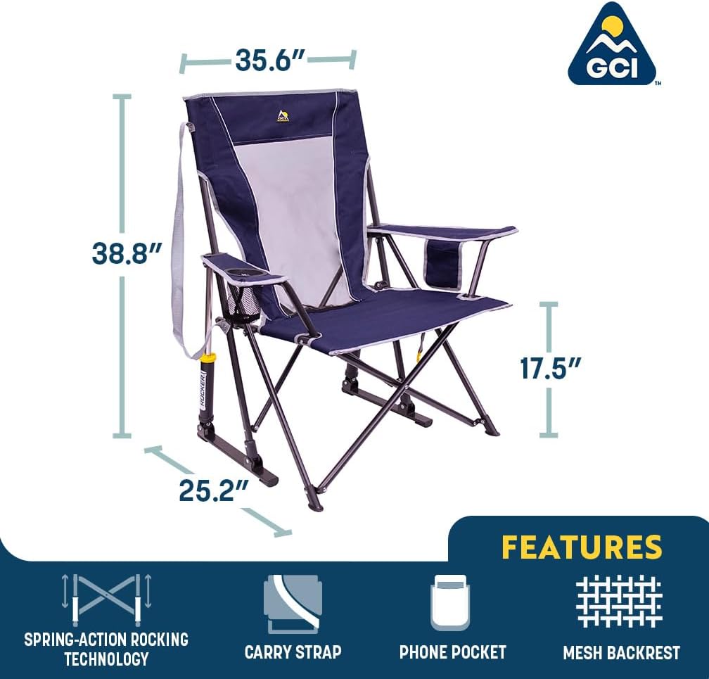 AUCT 18541 - $75 GCI Outdoor Comfort Pro Rocker Camping Chair - Indigo Blue - Image 3