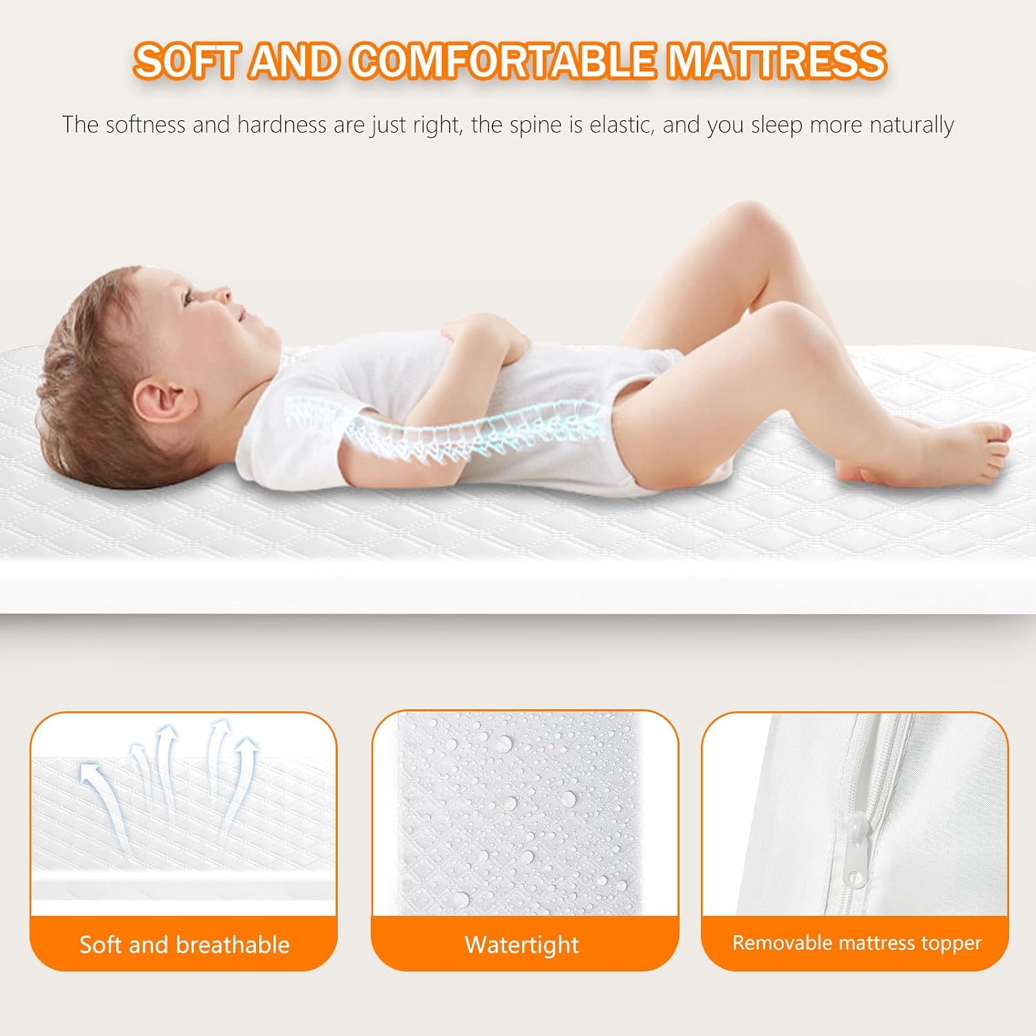 AUCT 19513 - $130 3 in 1 Baby Bassinet,Bedside/Rocking Bassinet for Baby,Bedside Crib with lockable Whe - Image 2