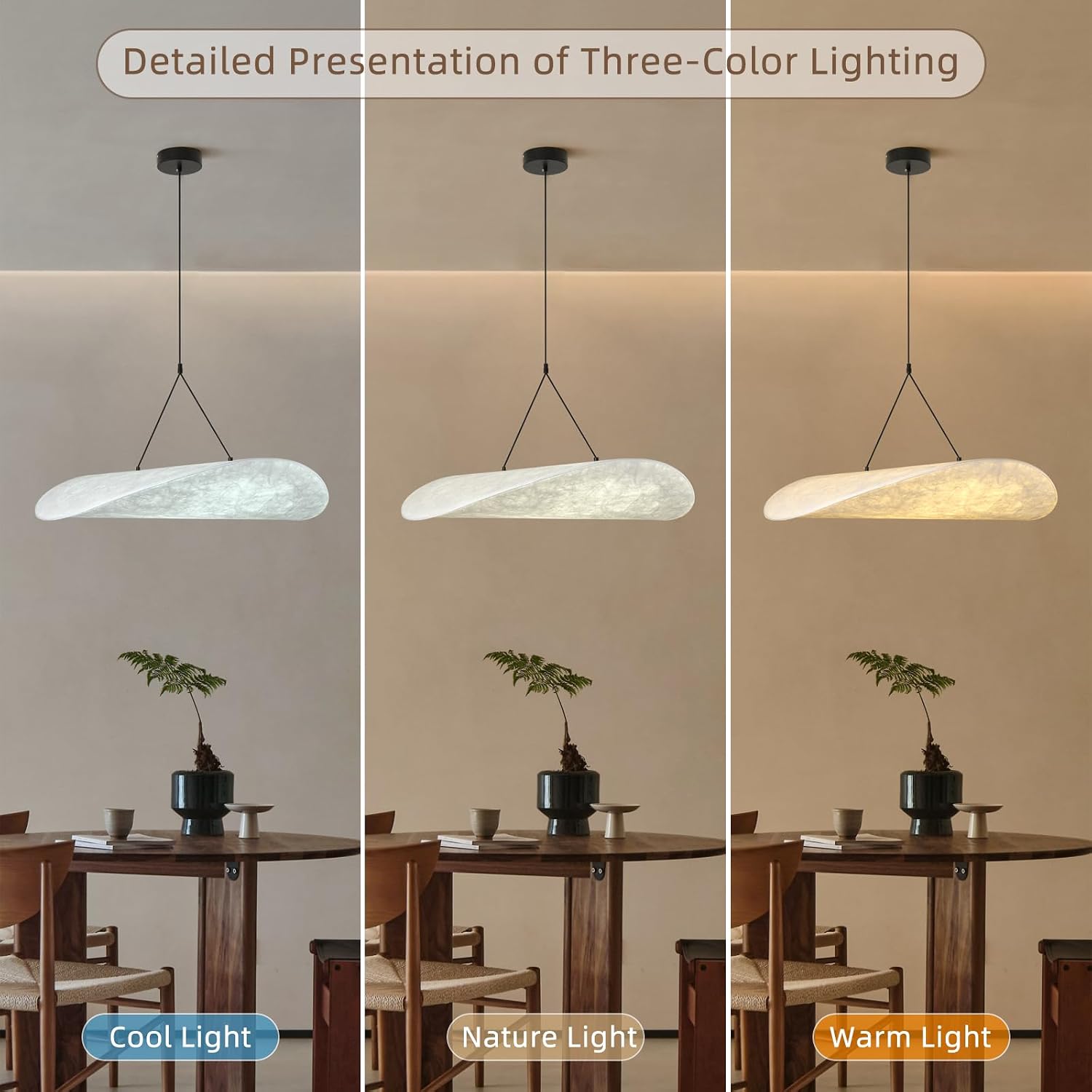 AUCT 17780 - $148 Japanese Wabi-Sabi Pendant Light, 31-Inch Imitation Silk Lampshade, Adjustable Height - Image 3