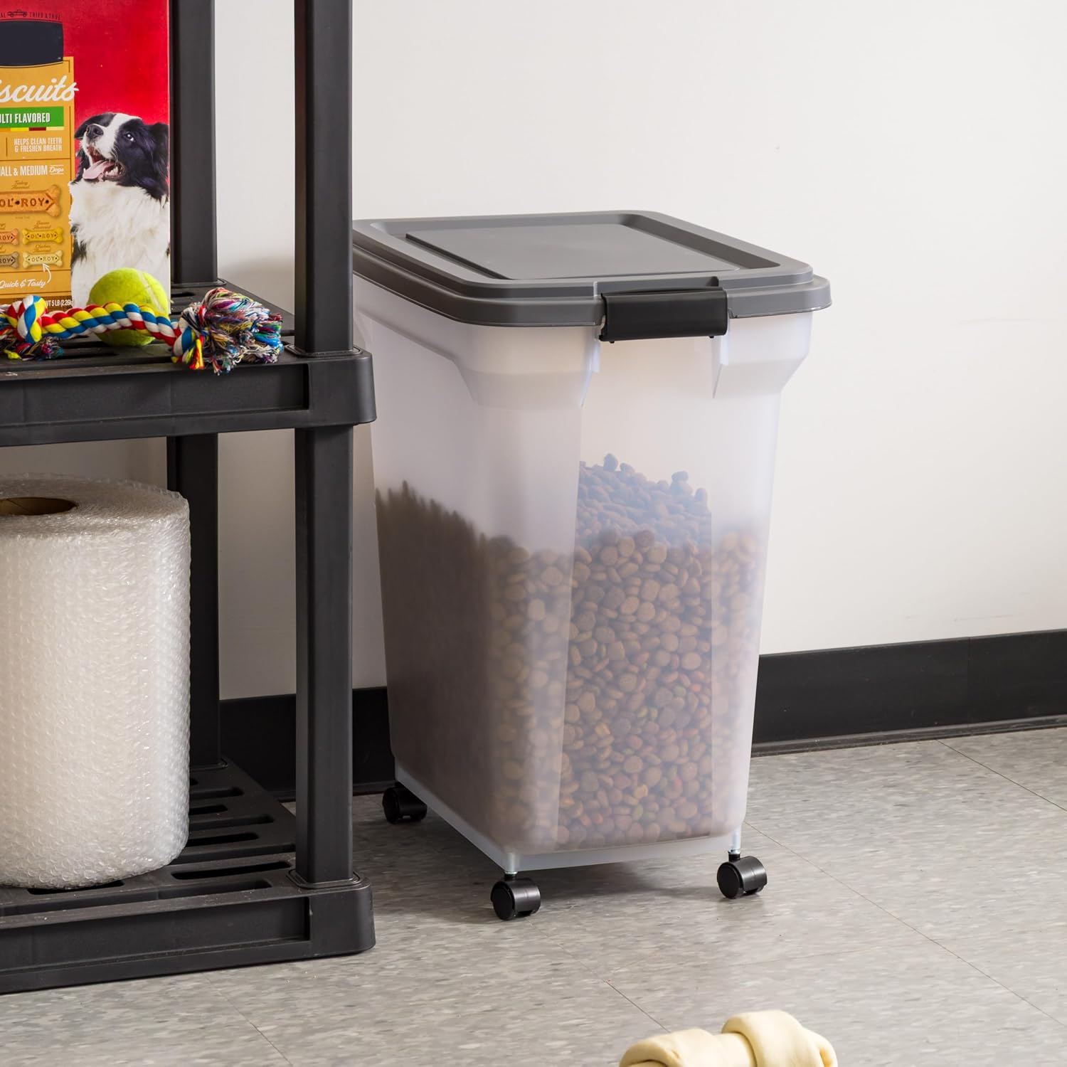 AUCT 20182 - IRIS USA Dog Food Storage Container, Up to 40 lbs, Dark Gray, Made in USA - Image 3