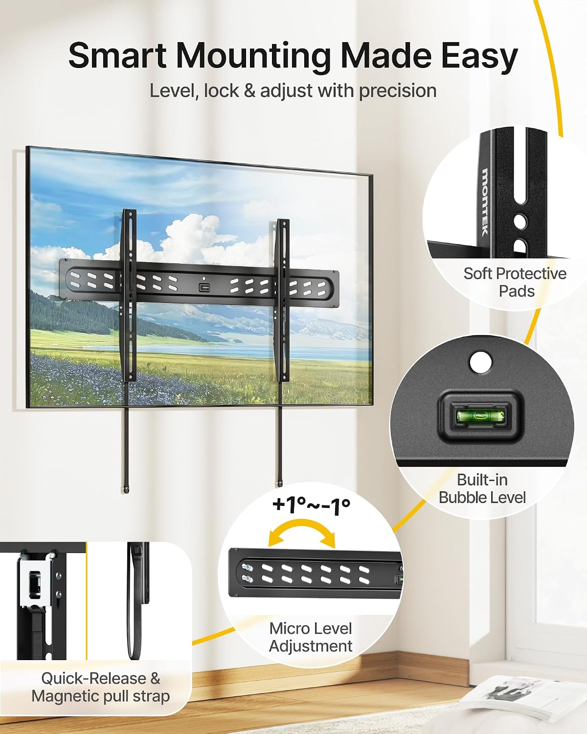 AUCT 18978 - monTEK Ultra Slim Fixed TV Wall Mount for 43 95 inch TVs Holds 150 lbs - Image 4