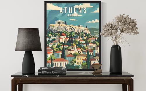 AUCT 18956 - Athens Greece Unframed Art Print Poster, Europe City Skyline Artwork Painting Wall Art Vin - Image 3