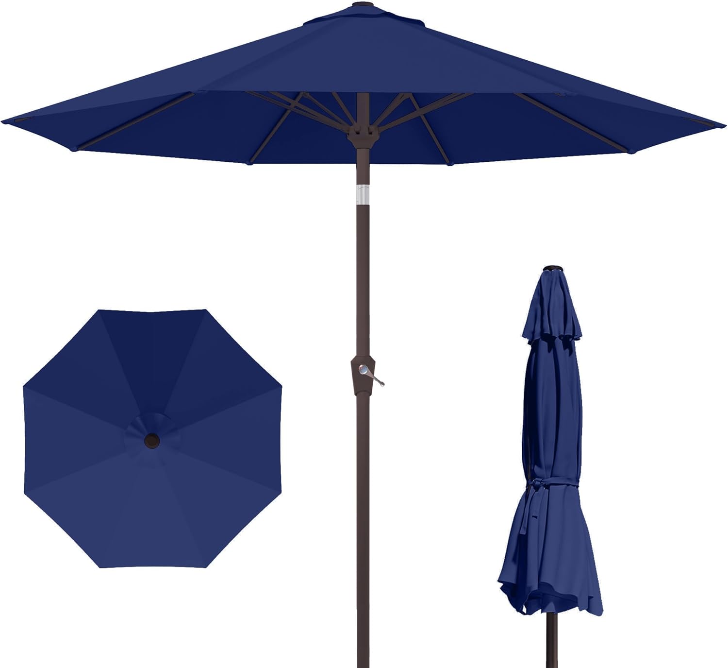 AUCT 17805 - Kingdura 9FT Outdoor Patio Umbrella, Round Market Table Umbrella with Push Button Tilt and