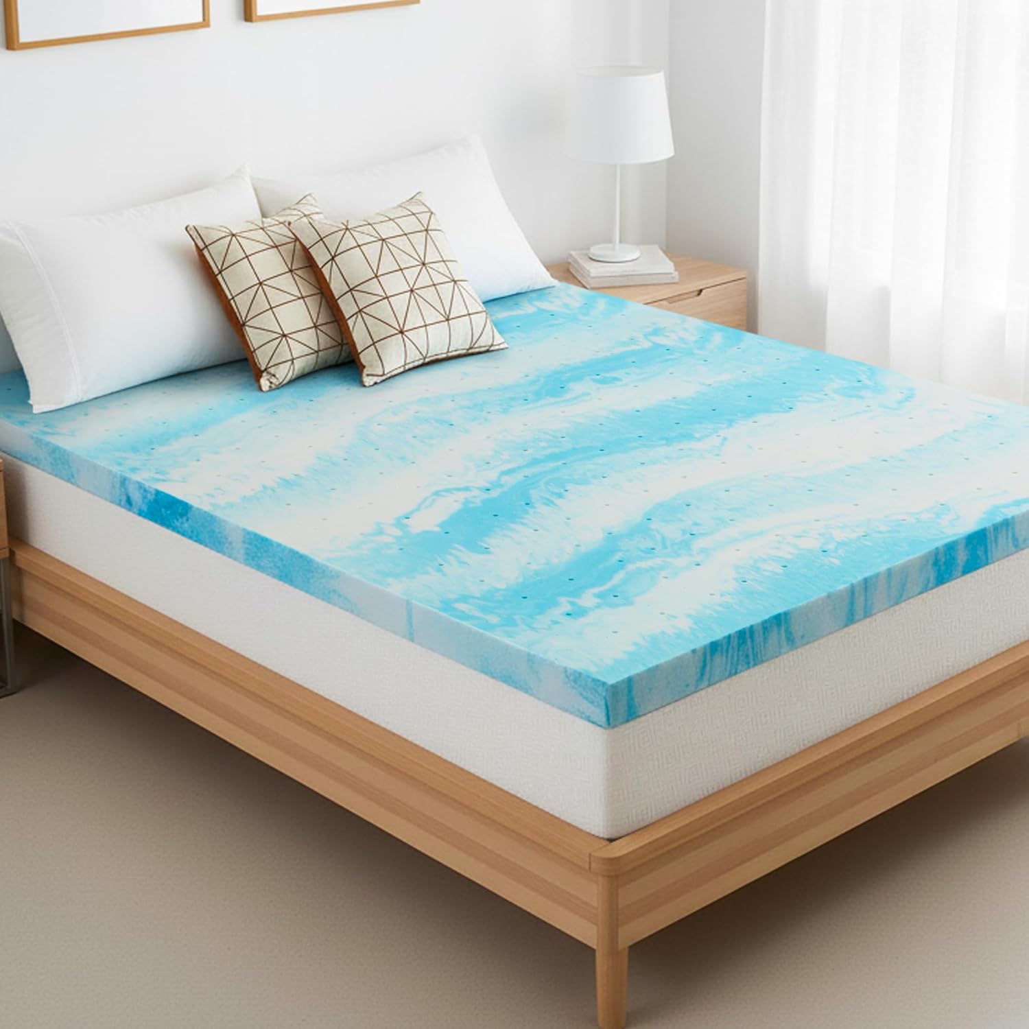 AUCT 19744 - $64 4 Inch Queen Mattress Topper, Ventilated Gel Memory Foam Mattress Pad