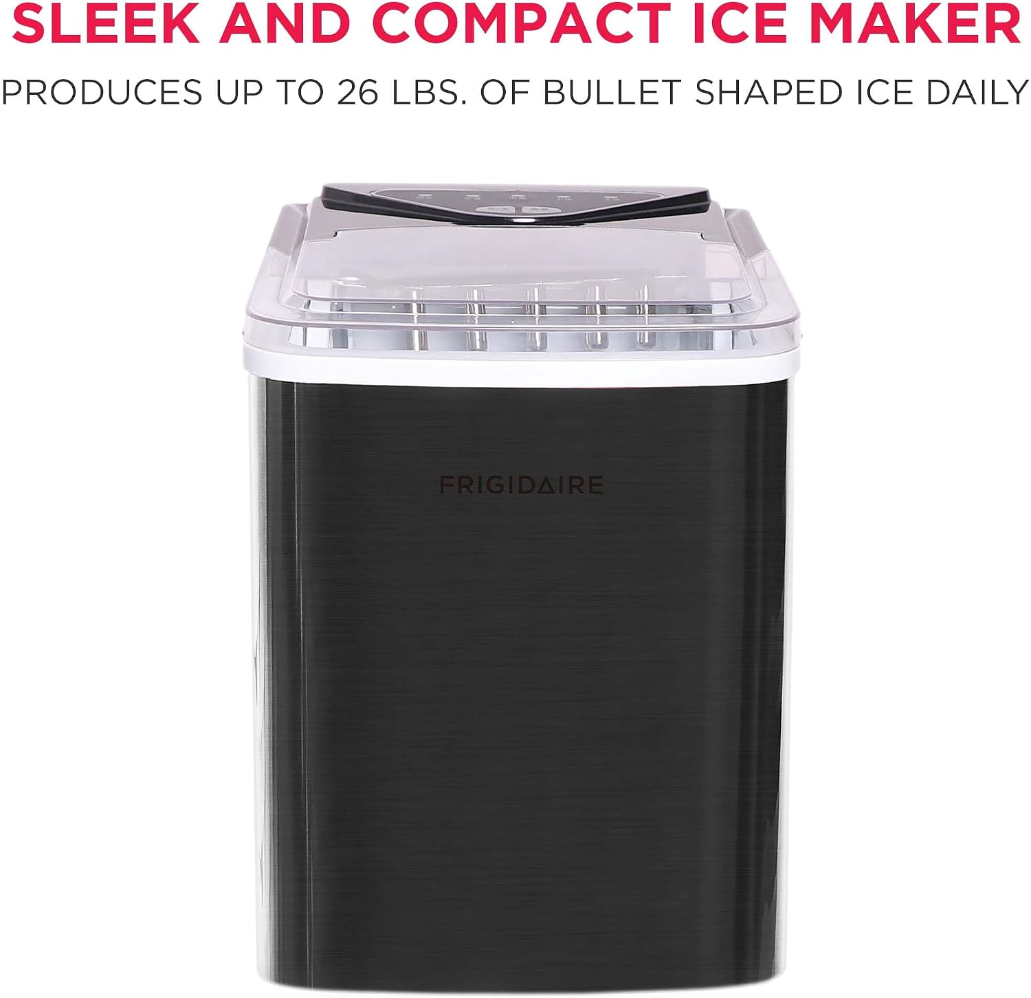AUCT 18436 - $67 Frigidaire EFIC123-SSBLACK Compact Countertop Ice Maker, 26lbs of Ice per Day, Black S - Image 2