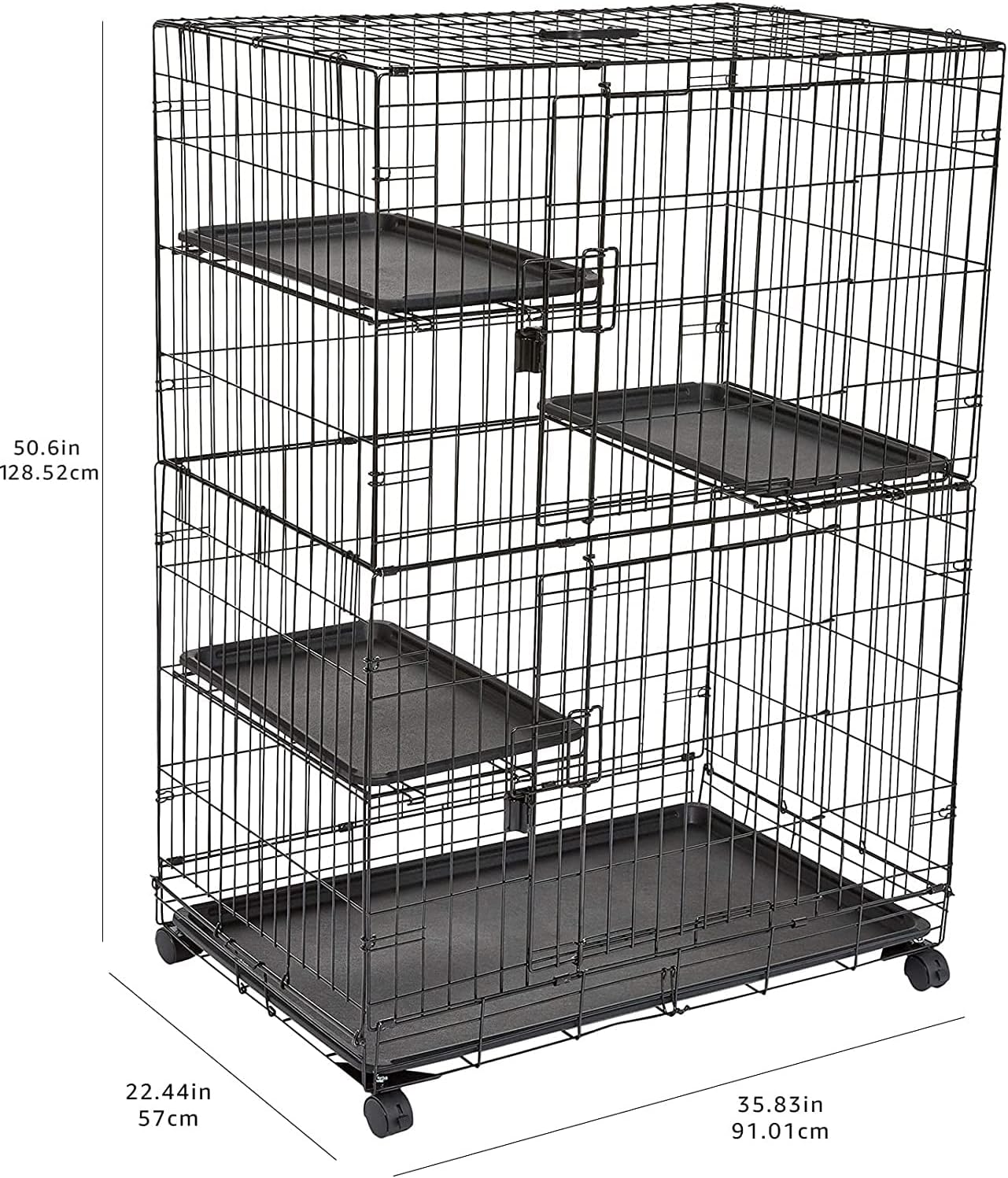 AUCT 17783 - $85 Amazon Basics Large 3-Tier Cat Cage Playpen with Easy to Clean Removable Tray, Front D - Image 4