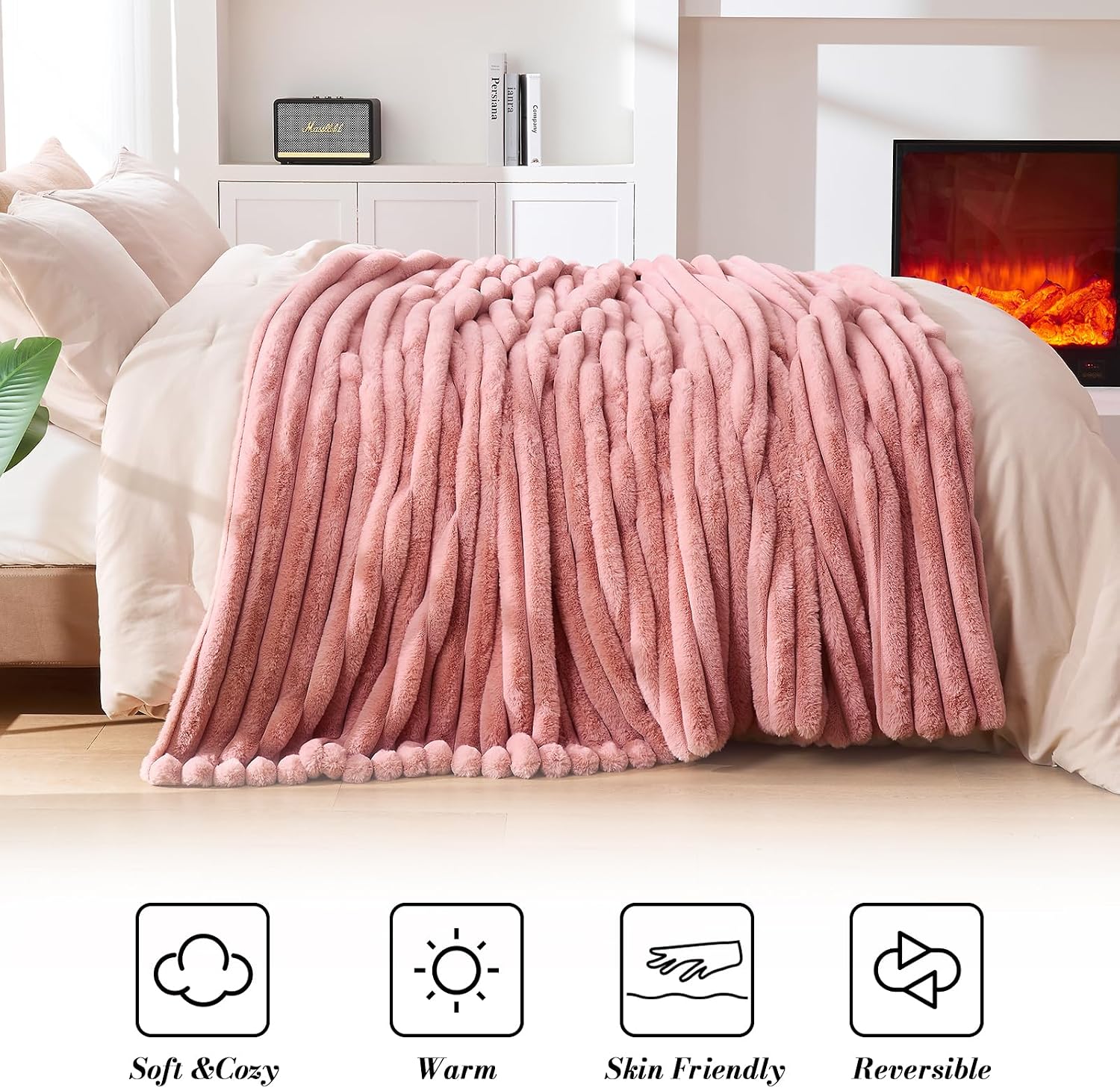 AUCT 18379 - Lotus Karen Fluffy Faux Fur Throw Blanket for Couch Bed, Large 650GSM King Size Cozy Soft - Image 4