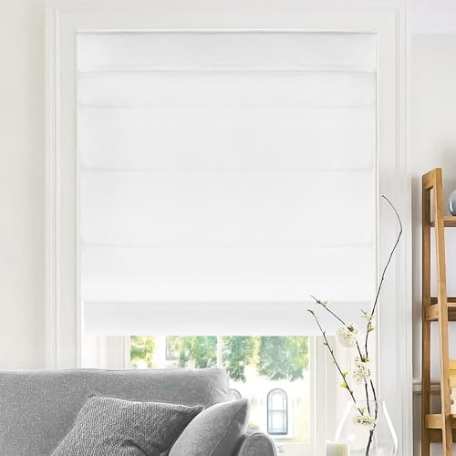 AUCT 18951 - Chicology Cordless Roman Window Shade, Belgian Snow, 31"W x 64"H