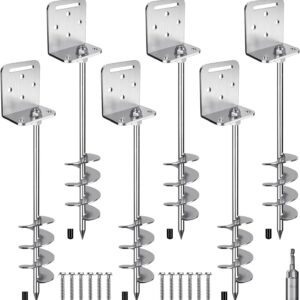 AUCT 18570 - $62 2/4/6 Pack 18" 24" Ground Anchors Screw in Shed Anchor with L Bracket Trampoline Ancho