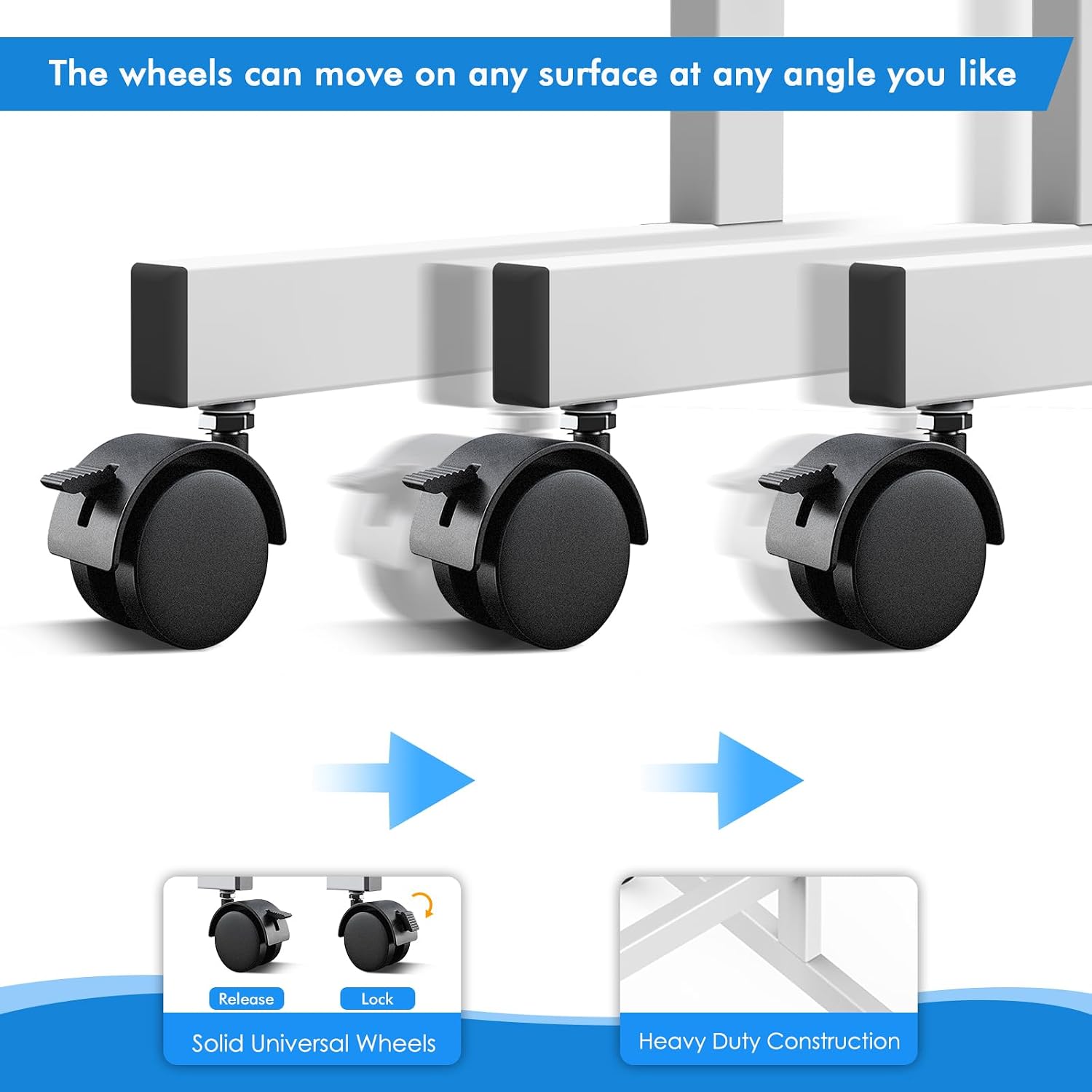 AUCT 17745mm - $110 Maxtek Rolling White Board on Wheels 48x32 in, Double-Sided Magnetic Stand | Mobile D - Image 4