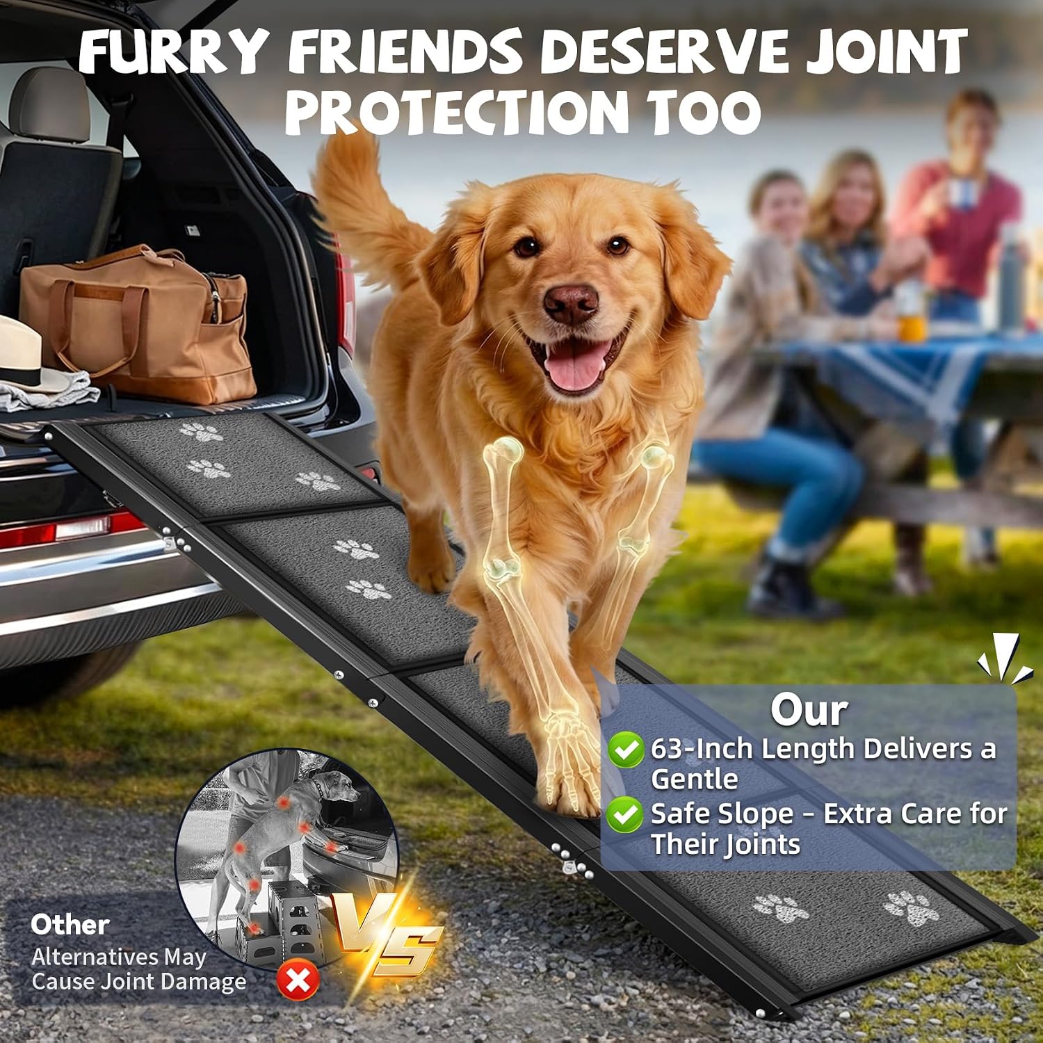 AUCT 18971 - $73 Dog Ramp for Car 63" Long & 17" Wide Portable Ramps for Large Dogs Non Slip Rug Surfac - Image 2