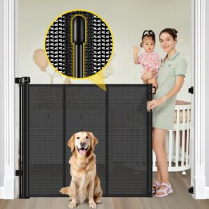 AUCT 18574 - Reinforced 42" Extra Tall Retractable Baby Gates with Rods, Extends up to 60" Wide, Tall R
