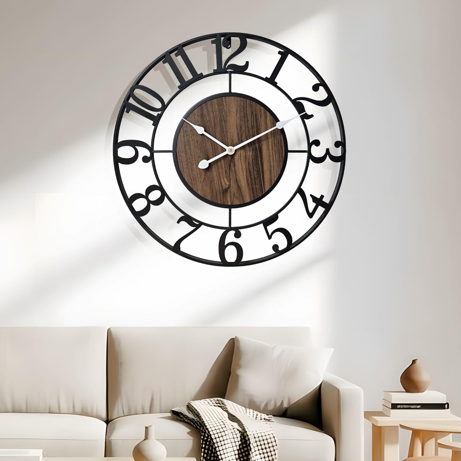 AUCT 19843 - $57 Large Metal Wall Clock, 24 Inch Retro Decorative Silent, Non Ticking, Battery Operated - Image 3