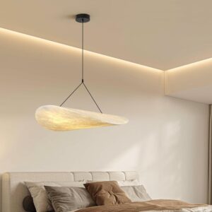AUCT 17780 - $148 Japanese Wabi-Sabi Pendant Light, 31-Inch Imitation Silk Lampshade, Adjustable Height