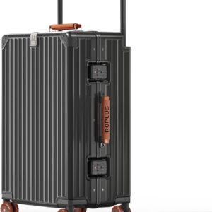 AUCT 18471 - $184 ROPLUS Aluminium Frame Checked-Luggage with Smooth Jelly Wheels, Hardside Zipperless