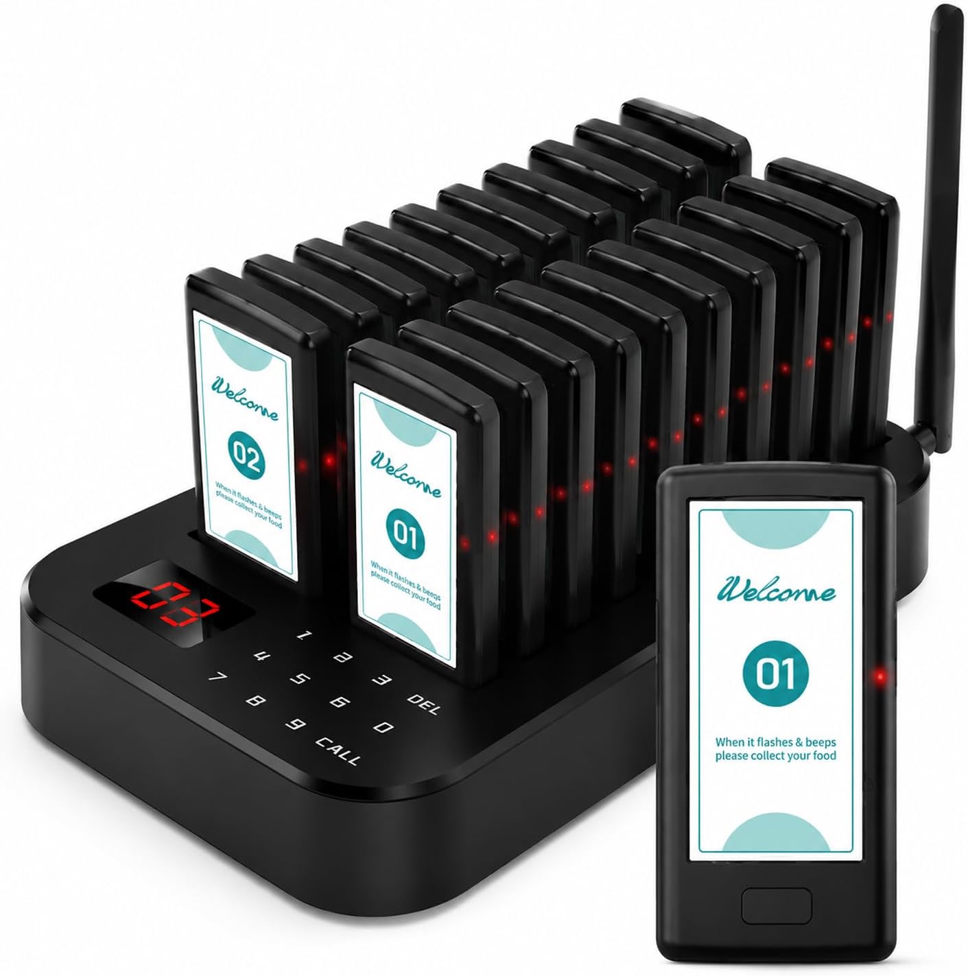 AUCT 18472 - $110 Buzzers for Restaurant, Social Distancing Keeping 20 Pagers | Rechargeable Pagers wit