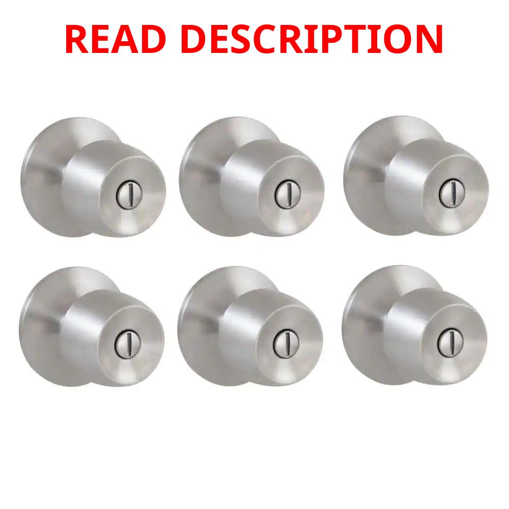 AUCT 18500 - Brandywine Stainless Steel Bed/Bath Door Knob (6-Pack)