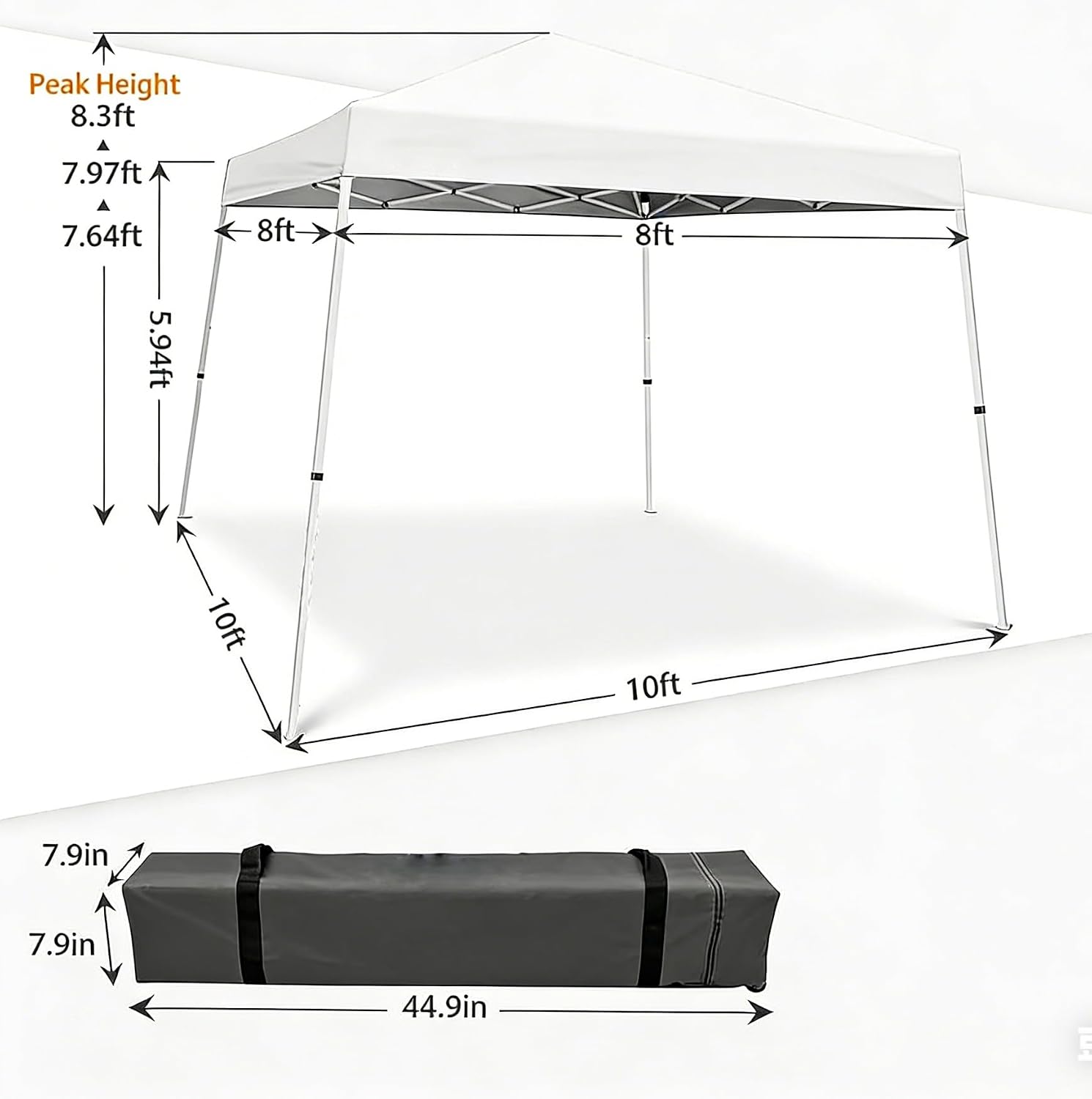 AUCT 18298 - 10x10 Pop Up Canopy Tent,Outdoor Canopy Beach Tent Slant Legs with Storage Bag, Folding Po - Image 4