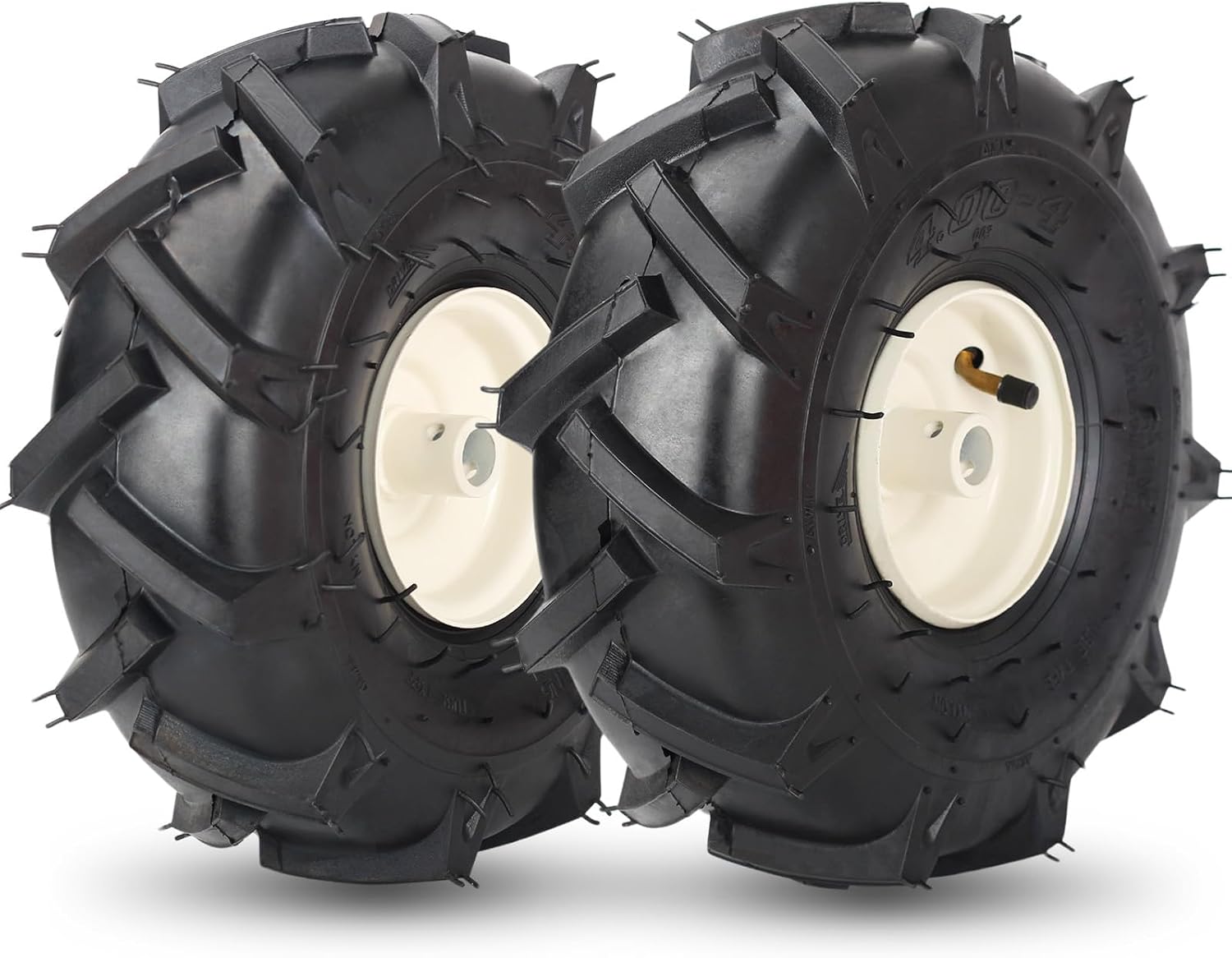 AUCT 18530 - 11x4.00-4 Tiller Tire & Wheel 3/4" Axle, 2PK for Craftsman Troy-Bilt | 4-Ply 3-1/8" Center