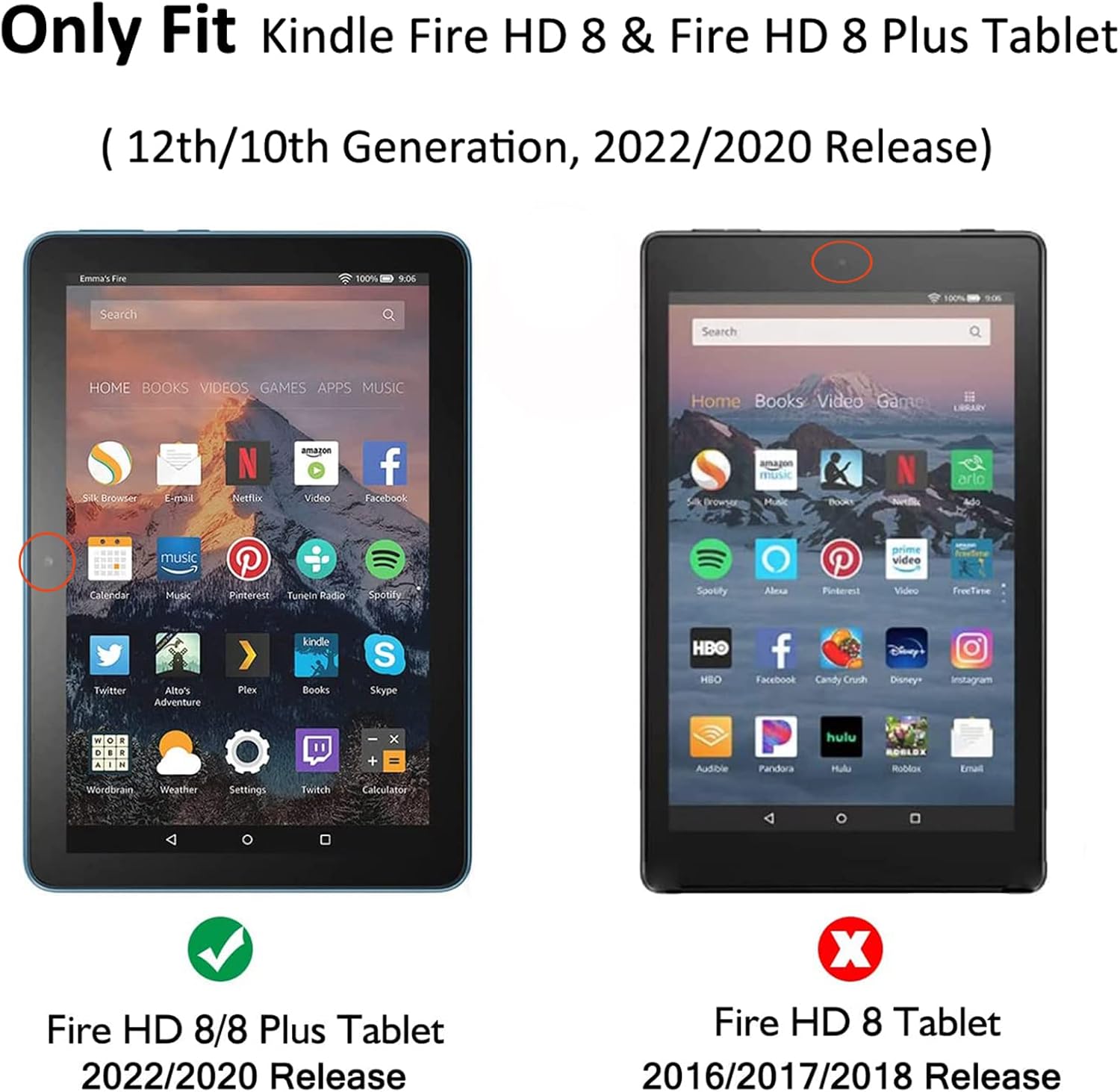 AUCT 18520 - Case for Amazon Kindle Fire HD 8 and Fire HD 8 Plus Tablet Cover | Slim Fit Leather Folio - Image 2