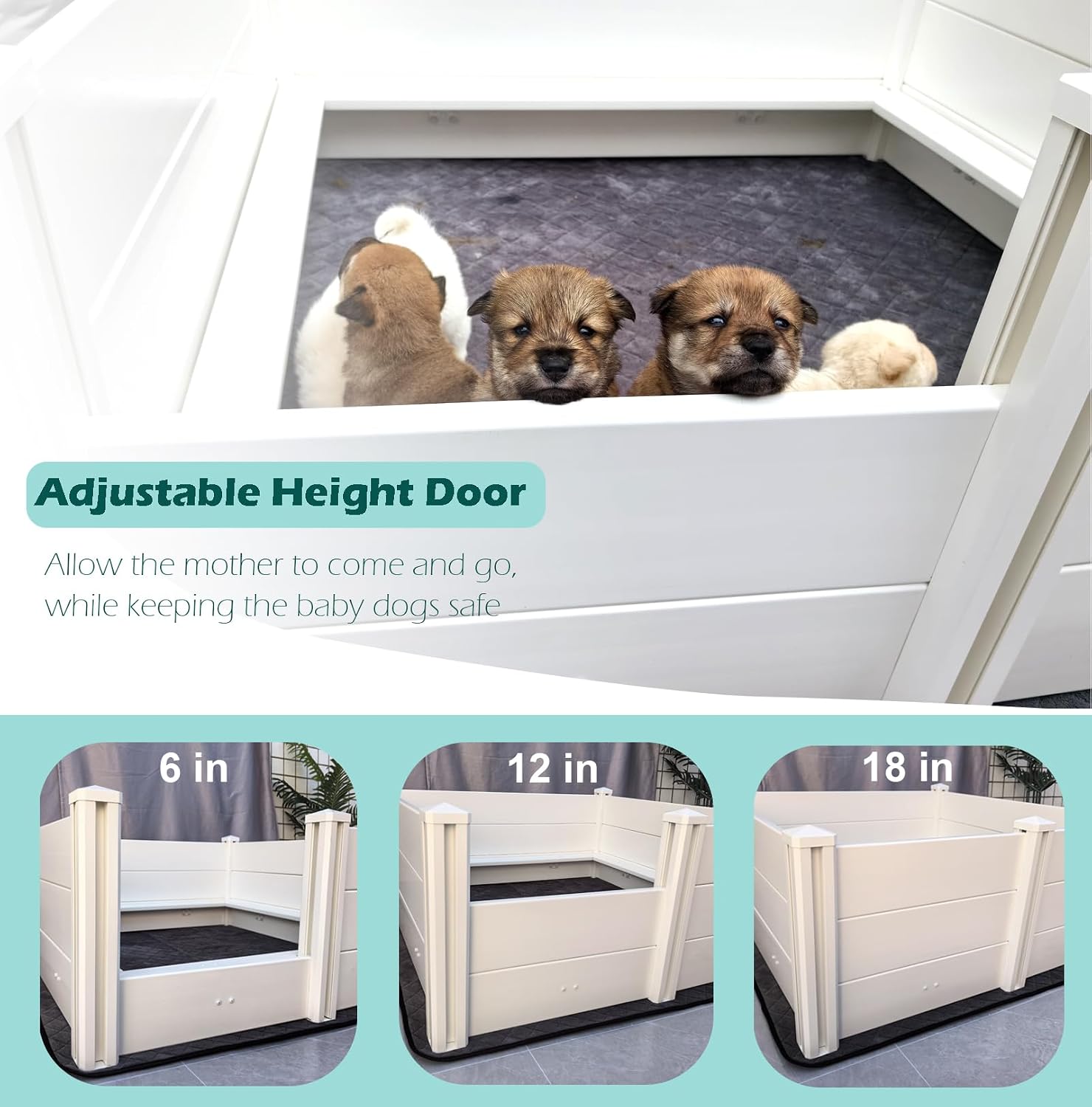 AUCT 18539 - $260 Whelping Box for Dogs,48*48*18in,with Pig Rails & Puppy Washable Pee Pad | Whelping P - Image 4