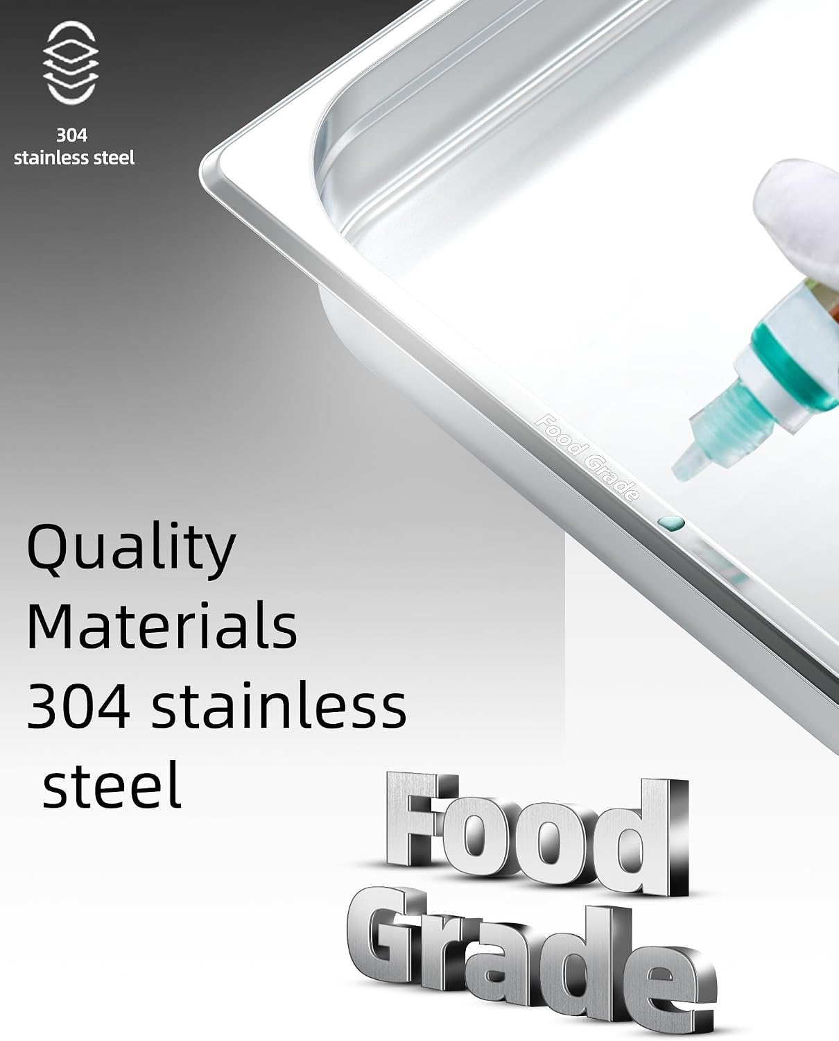 AUCT 18374 - $86 6 Pack Full Size Hotel Pans 2.5 Inch Deep with Hand, 304 Stainless Steel Steam Table, - Image 4