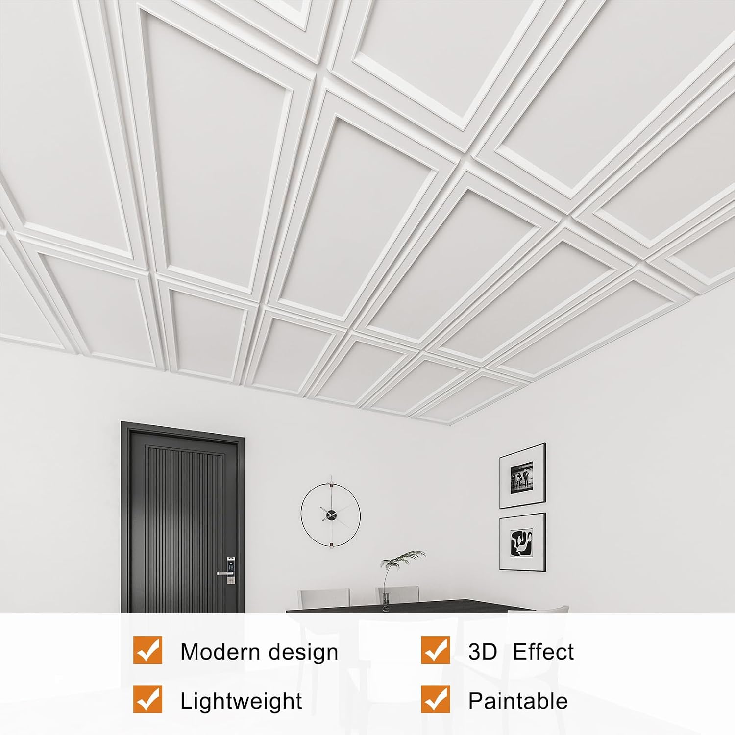 AUCT 17826 - $110 WOWSTAR 12-Pack 2x4ft Drop Ceiling Tiles, Waterproof Glue up Ceiling Panels, Modern S - Image 4
