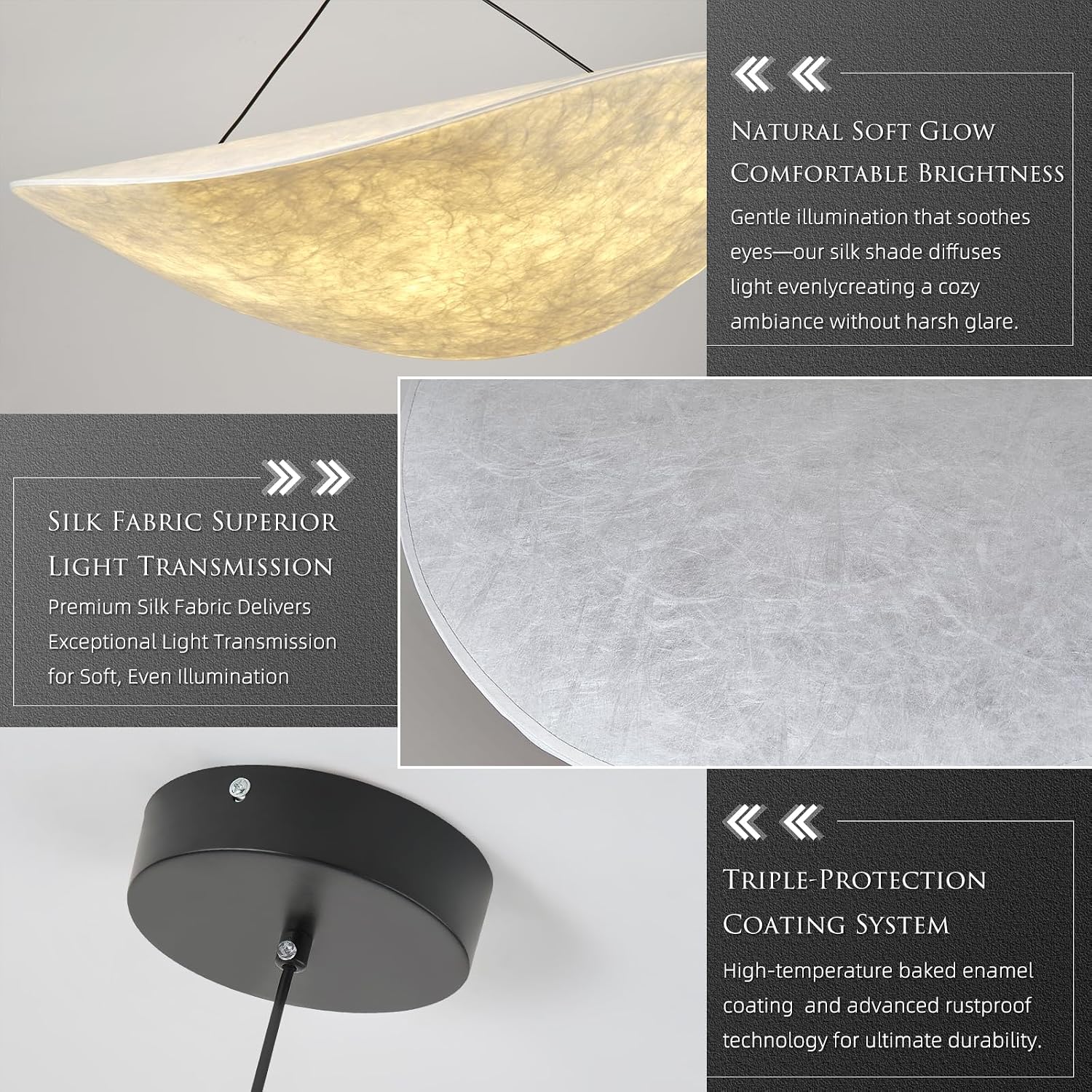 AUCT 17780 - $148 Japanese Wabi-Sabi Pendant Light, 31-Inch Imitation Silk Lampshade, Adjustable Height - Image 4