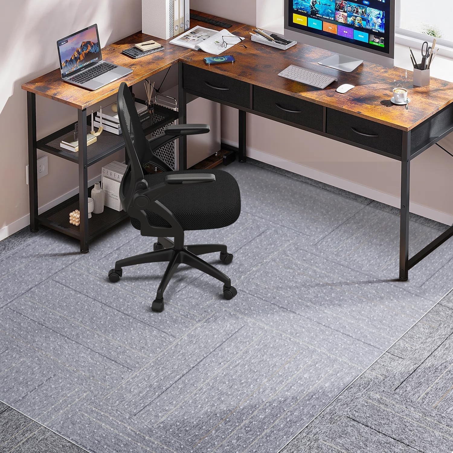 AUCT 19611 - Clear Chair Mat for Carpet, QQpony 46" x 60" Office Chair Mat for Carpeted Floors, Heavy D