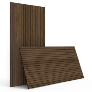 AUCT 20108h - $170 Walnut 2/5 in. x 1.96 ft. x 3.93 ft. Wood Slat Acoustic Panels 3D Decorative Wall Pan