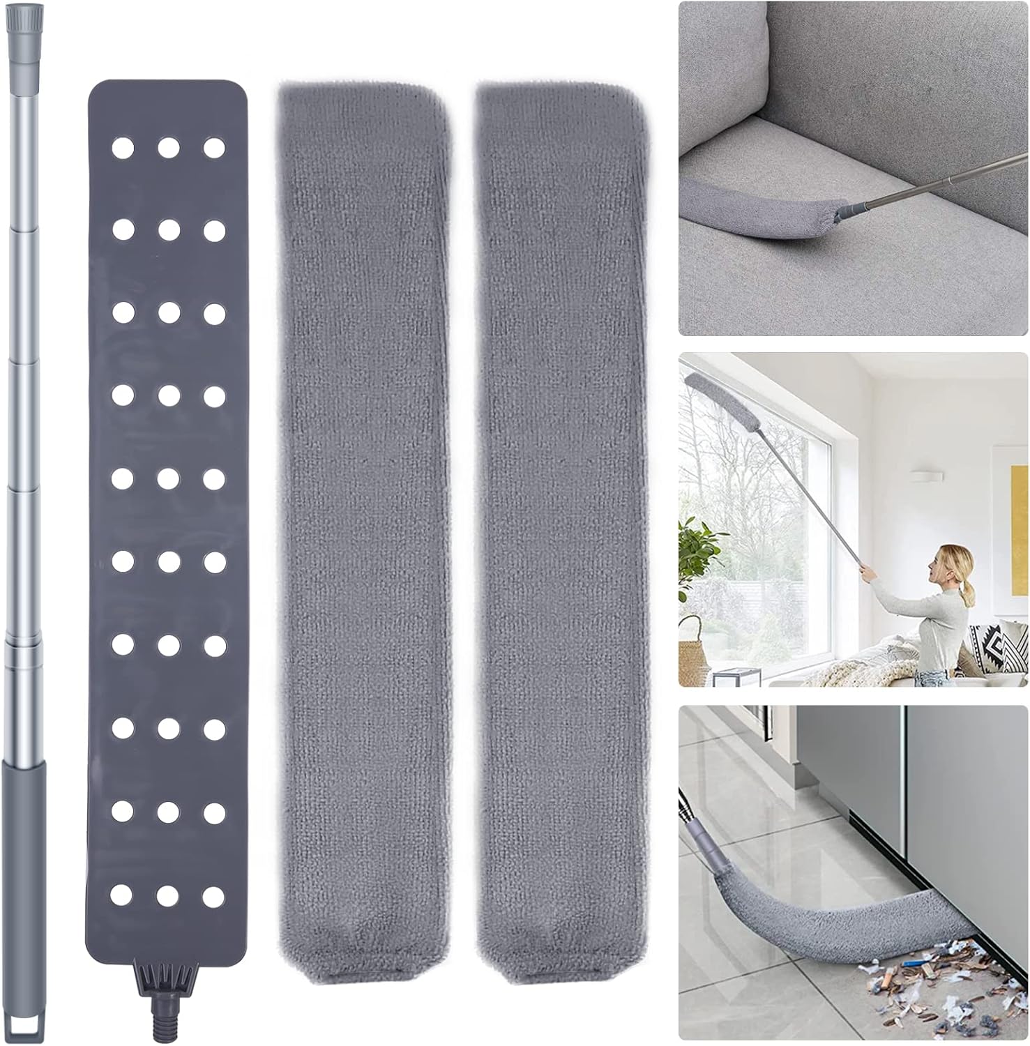 AUCT 22017 - Retractable Gap Dust Cleaner Cleaning Tools with 2 Microfiber Dusting Cloths Long Handle 6