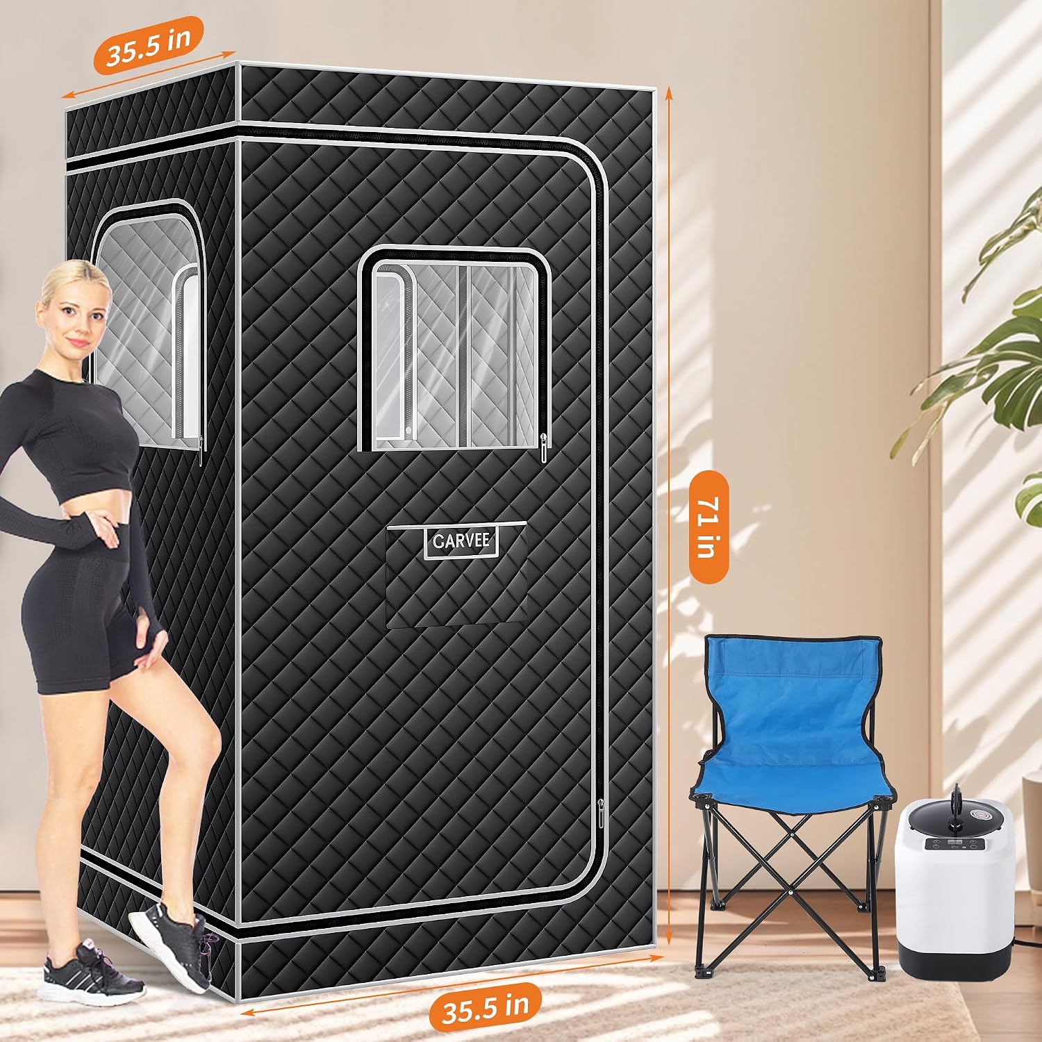 AUCT 20699 - $130 Garvee Sauna Box,Portable Sauna for Home with 4L 1500W Steamer,Explosion Zroof Zip,99 - Image 4