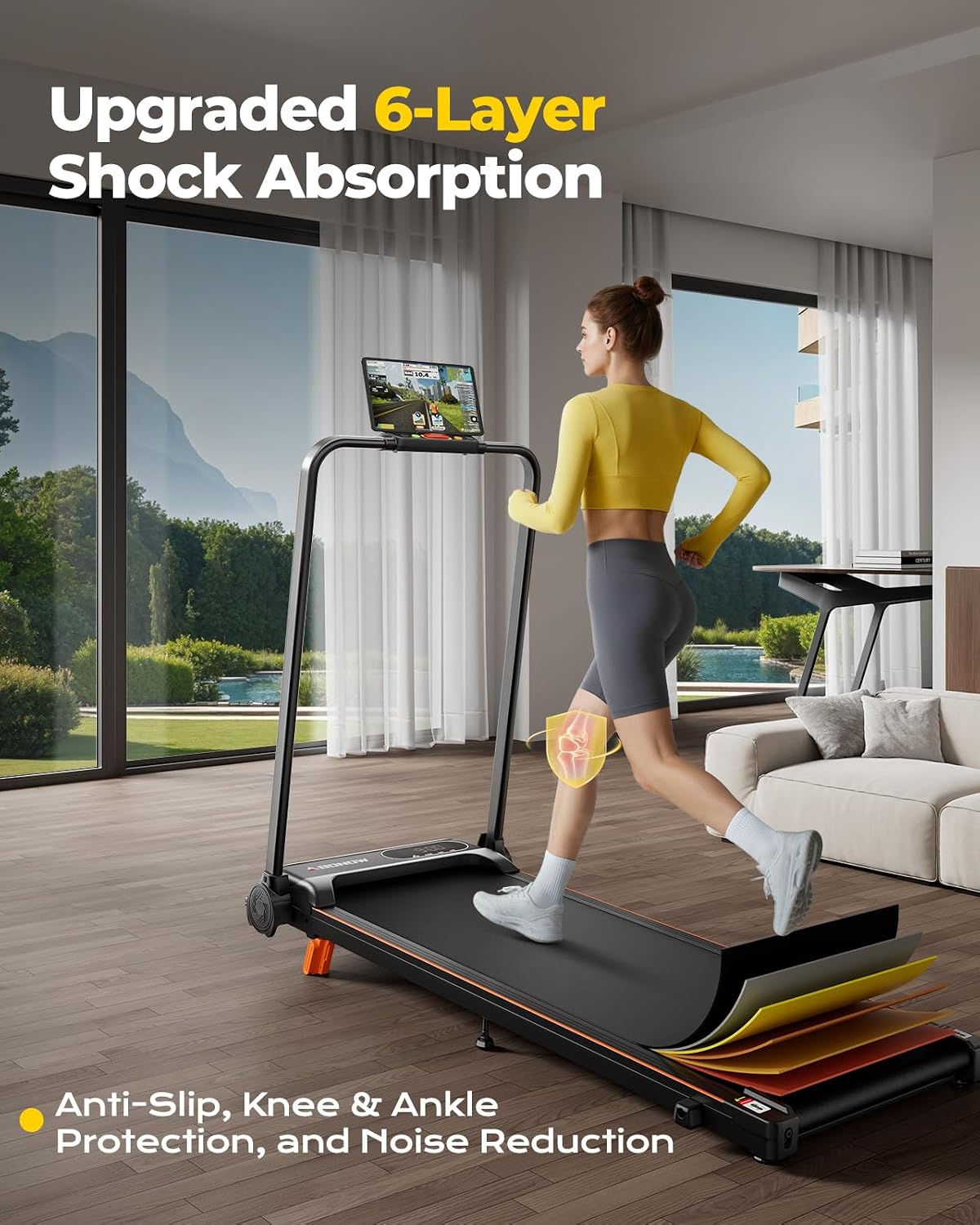 AUCT 22533 - $150 Abonow Walking Pad Treadmill with Handle Bar for Home Office - Image 2