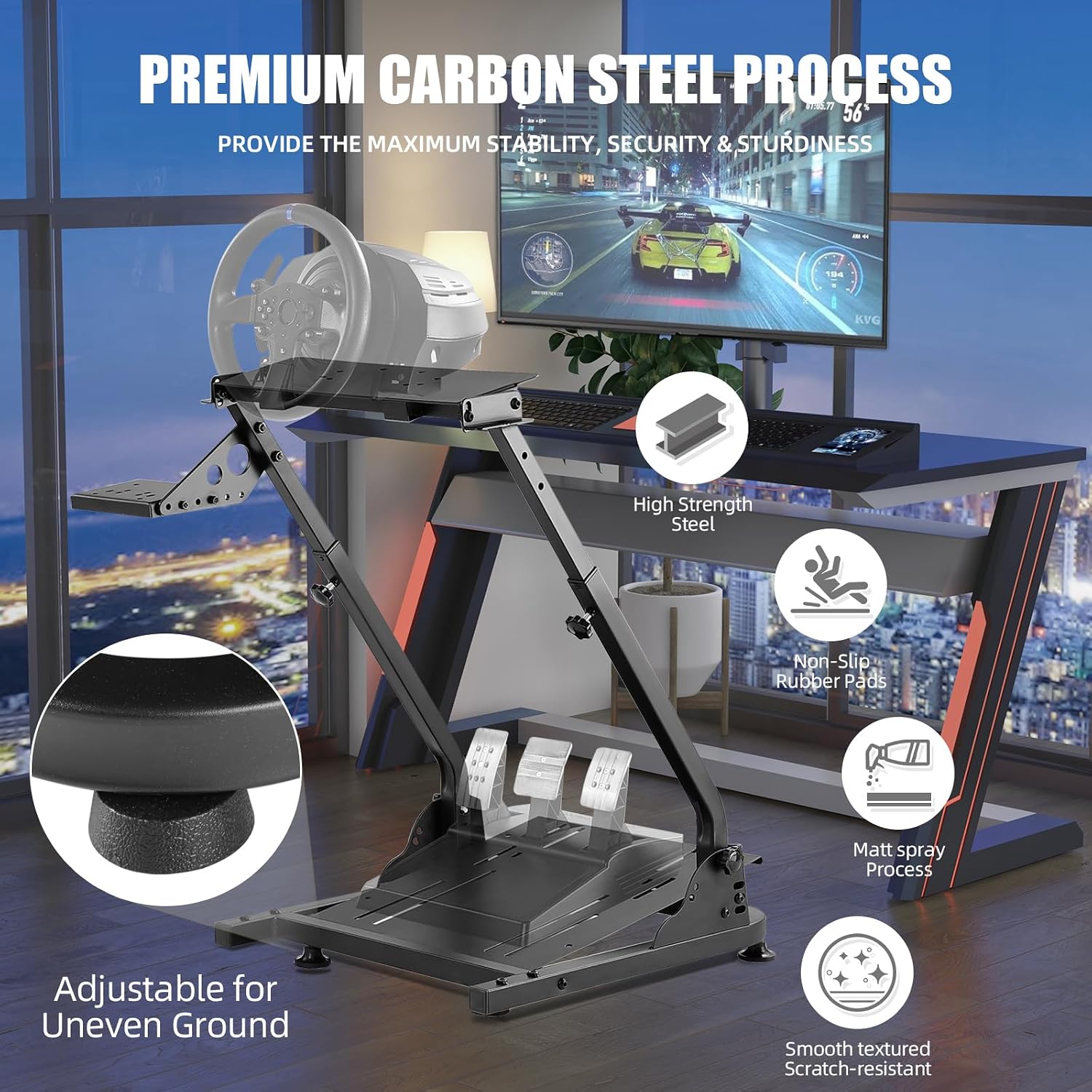 AUCT 22137 - Grefinity Racing Wheel Stand, Height Adjustable Steering Wheel Stand - Image 3