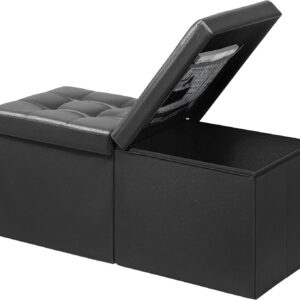 AUCT 21042 - AmasSmile Footrest Ottoman Storage Bench,34" Leather Folding Chest,Black