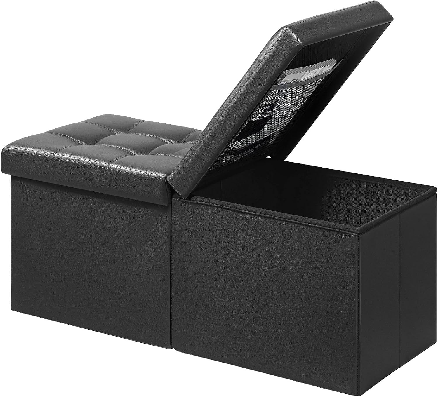 AUCT 21042 - AmasSmile Footrest Ottoman Storage Bench,34" Leather Folding Chest,Black