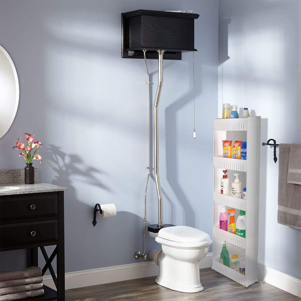 AUCT 20876 - Laundry Room Organizer, Mobile Shelving Unit Organizer with 4 Large Storage Baskets, Gap S - Image 4