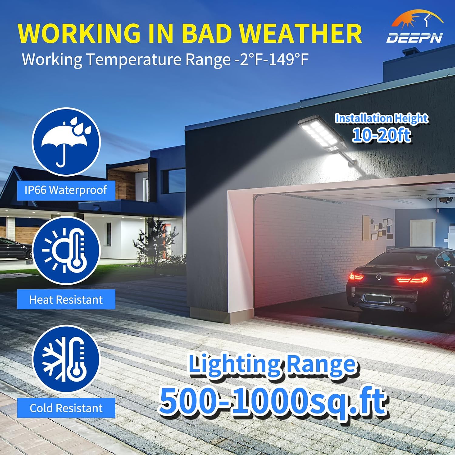 AUCT 20787 - $72 Deepn Solar Lights Outdoor, IP66 Waterproof Street Lights Outdoor, TW001 - Image 3